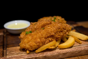 Fish and chips is a hot dish of English origin consisting of fried battered fish and hot potato...