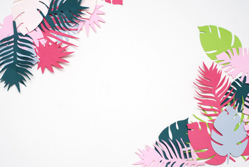 Obraz premium Palm Green Leaves Tropical Exotic Tree Isoalted on White Background. Square Image. Holliday Patern Template Leaf