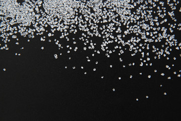 White Sweet Flour on Black Background - Free Space for text. Healthy, diet fitness concept.