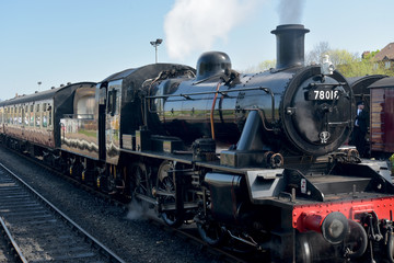 Fototapeta na wymiar Steam engine on North Norfolk Railway at Sheringham station