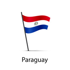 Paraguay flag on pole, infographic element on white