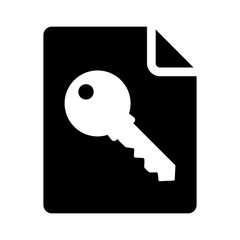 Document key or private encryption key for file line art icon for apps and websites