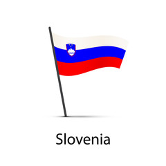 Slovenia flag on pole, infographic element on white