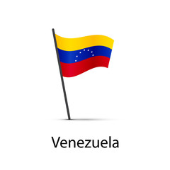 Venezuela flag on pole, infographic element on white