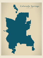 Modern City Map - Colorado Springs CO city of the USA