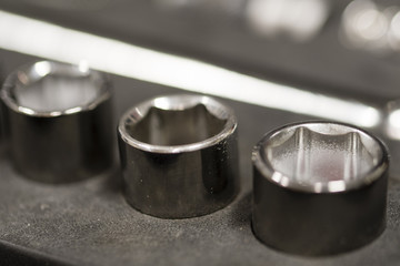 Metal nuts in socket.
