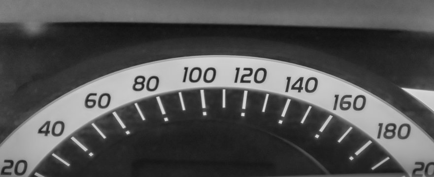 Car tachimeter. Closeup of dashboard