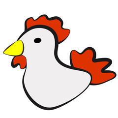 Cock, icon, children's drawing style.