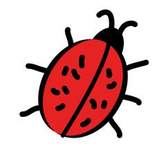 Lady-bug, icon, children's drawing style.