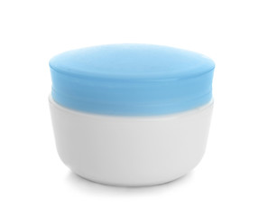 Cosmetic jar on white background