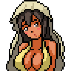 Obraz premium vector pixel art anime gil