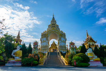 Fototapeta premium Colorful of beautiful Chiang Rai Temple. Sangkeawphothiyan temple in Chiang Rai, Thailand.