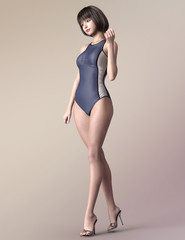3D illustration Swimsuit girl