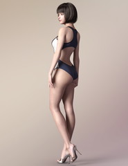 Fototapeta premium 3D illustration Swimsuit girl