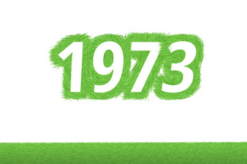 Jahr 1973 - weiße Zahl 1973 mit frischen gewachsenen grünen Grashalmen Symbol