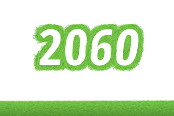 Jahr 2060 - weiße Zahl 2060 mit frischen gewachsenen grünen Grashalmen Symbol