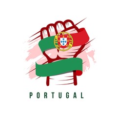 Fototapeta premium Portugal Hand and Flag Vector Template Design Illustration