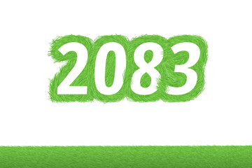 Jahr 2083 - weiße Zahl 2083 mit frischen gewachsenen grünen Grashalmen Symbol