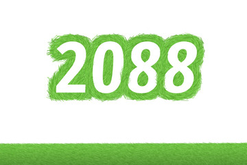 Jahr 2088 - weiße Zahl 2088 mit frischen gewachsenen grünen Grashalmen Symbol