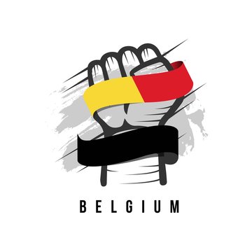 Belgium Hand and Flag Vector Template Design Illustration