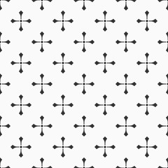 Abstract seamless pattern of crosses with dots.