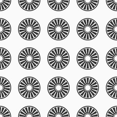 Abstract seamless geometric pattern of circles divided into sections.