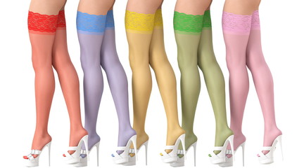 3D illustration colored stockings beautiful legs