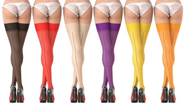 3D illustration colored stockings beautiful legs