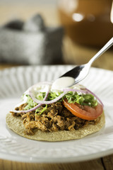tostada de carne de res