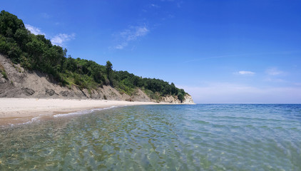 View to the beautiful empty beach on the bulgarian Black Sea coast