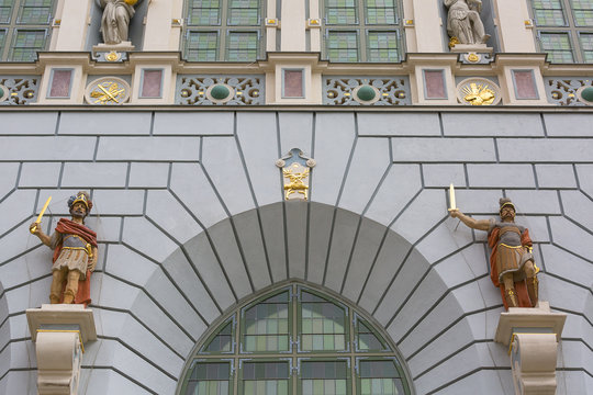 14th century Artus Court on Long Market street, decorative facade, Gdansk, Poland