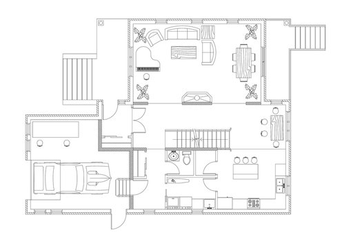 Apartment plan blueprint - isolated