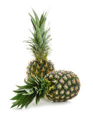 Fototapeta premium Fresh pineapples on white background