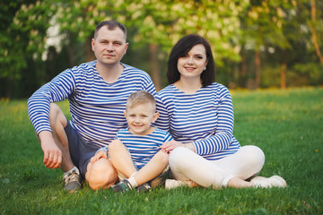 happy family in summer park