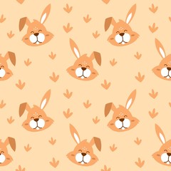 Smile animal face seamless pattern vector illustration 
