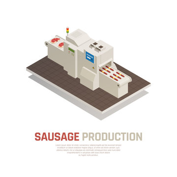 Sausages Manufacturing Isometric Composition