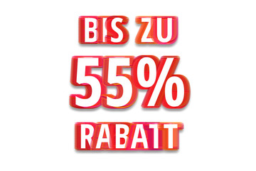 bis zu 55% Rabatt - weißer Hintergrund rote Schrift für Symbol / Schild