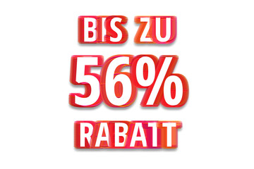 bis zu 56% Rabatt - wei&szlig;er Hintergrund rote Schrift f&uuml;r Symbol / Schild