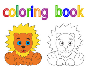 book coloring, lion cub