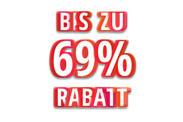 bis zu 69% Rabatt - weißer Hintergrund rote Schrift für Symbol / Schild