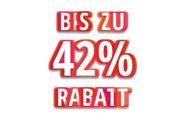 bis zu 42% Rabatt - weißer Hintergrund rote Schrift für Symbol / Schild