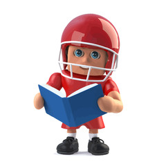 Vector 3d American footballer reading a book