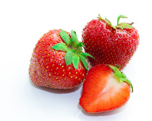 Red berry strawberry isolated on white background.
