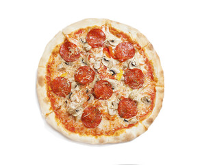 Pepperoni pizza isolated on white