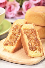 Taiwan pineapple pastry cake on wooden plate