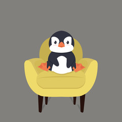 Penguin sitting Yellow modern chair