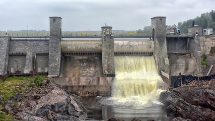 Imatra. Finland. Beginning of The Rapids Shows when dam is opened.