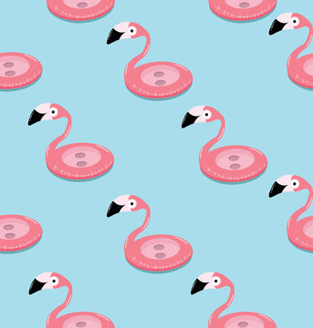 Summer flamingo float swimming pool ring pattern