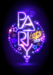 Neon lights party poster