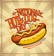 National hot dog day vector poster design